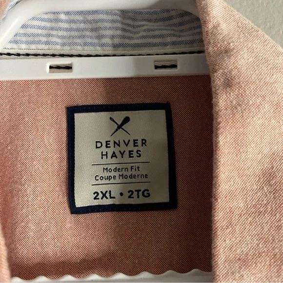 Denver Hayes Men's Salmon Modern Fit Long Sleeve Button-Down Shirt - Picture 5 of 8